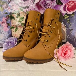 Women's Tan Lace-Up Boots- Timberland